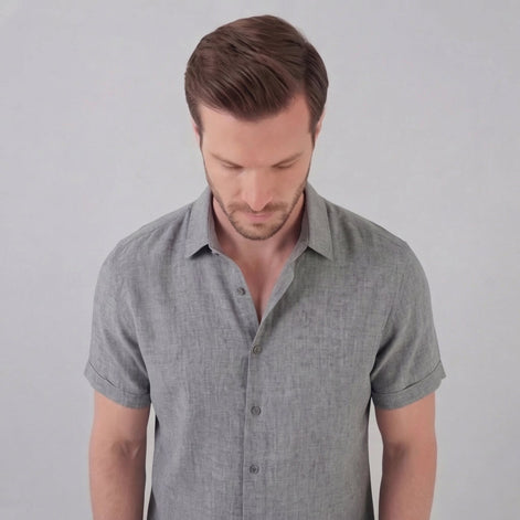 Herren Leinen Kurzarmhemd
