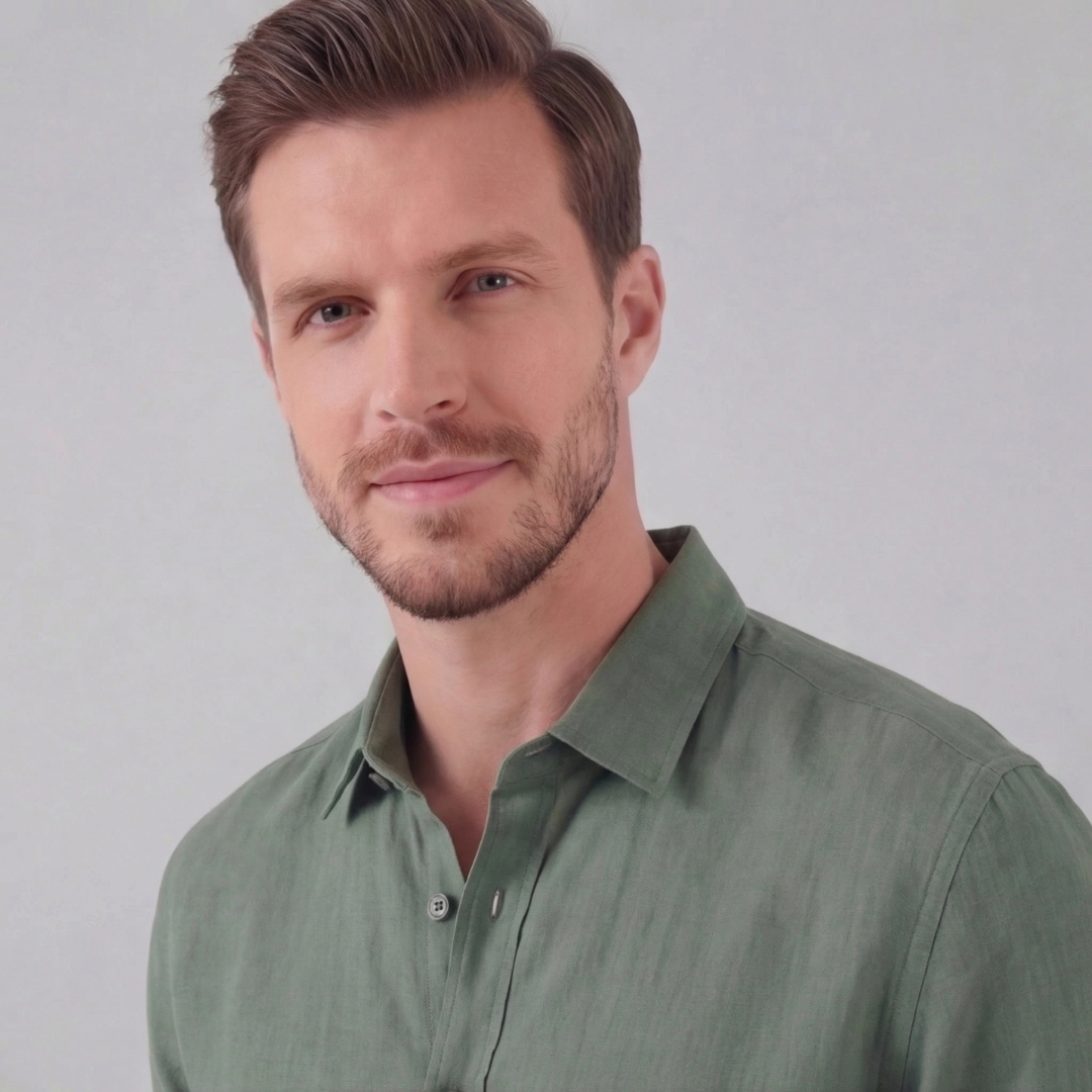 Herren Leinen Kurzarmhemd