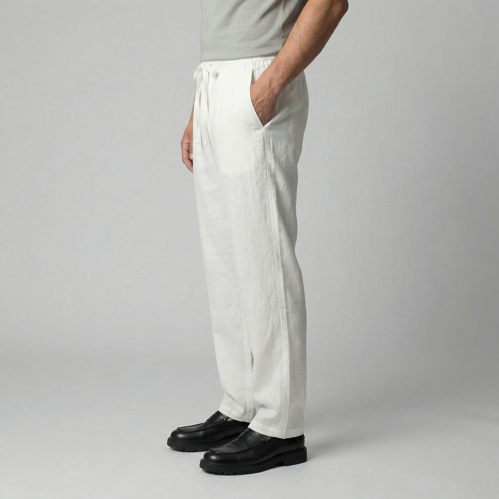 Herren Leinen Slim Fit Hose