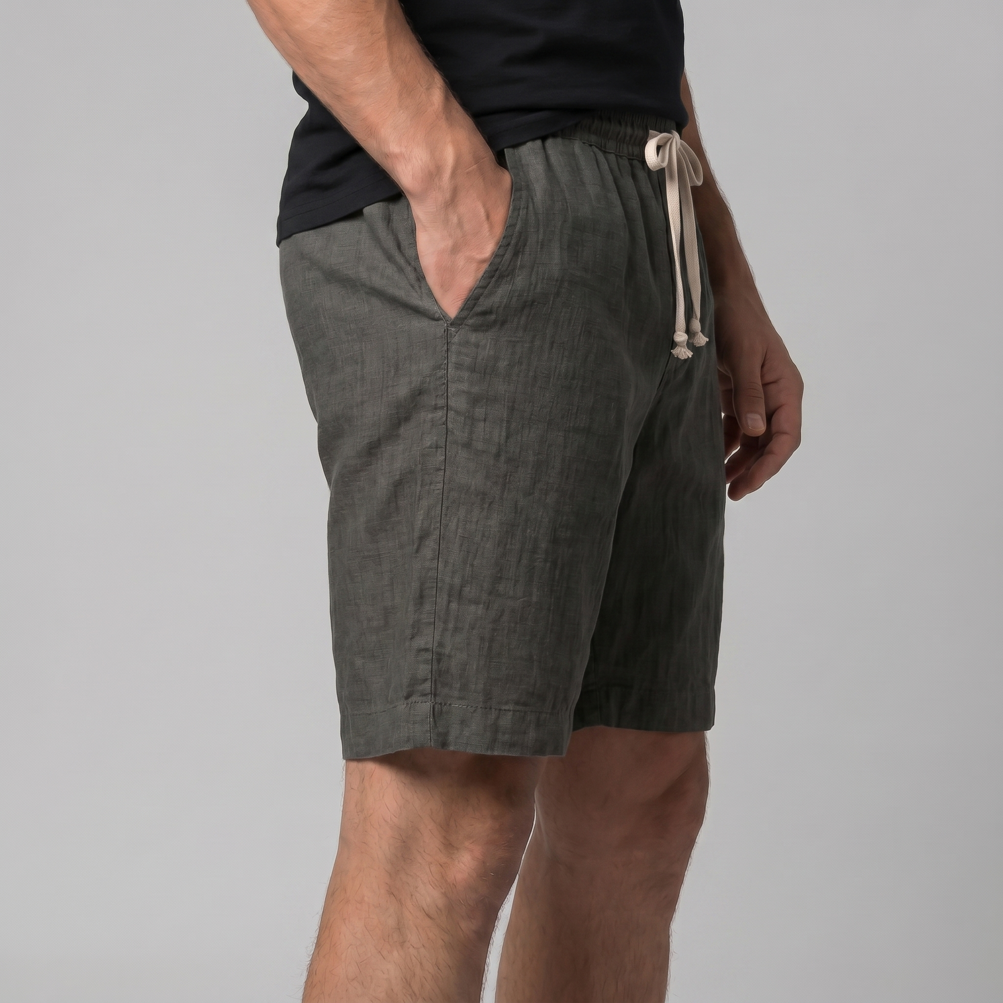 Herren Leinen Sommer Strandshorts