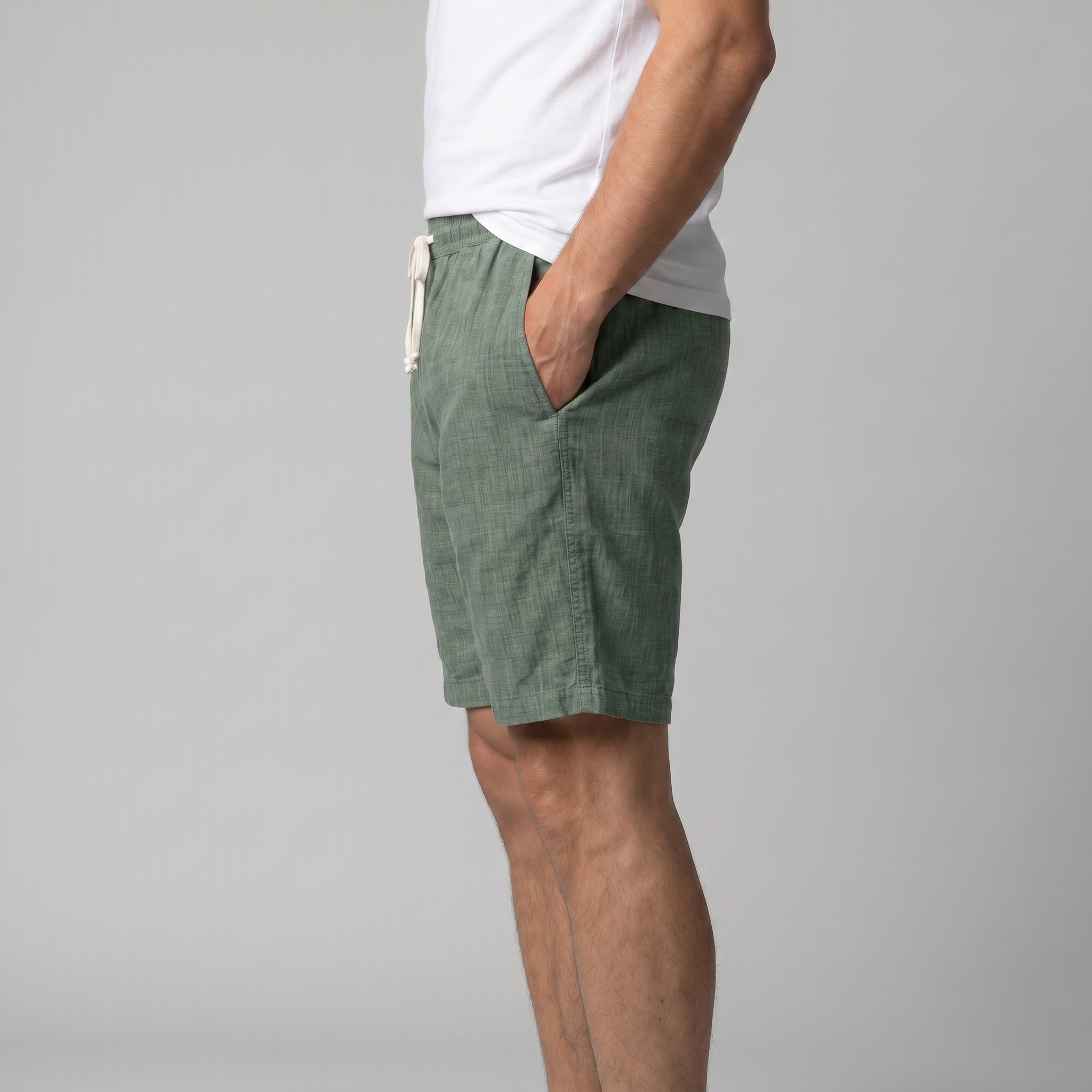 Herren Leinen Sommer Strandshorts