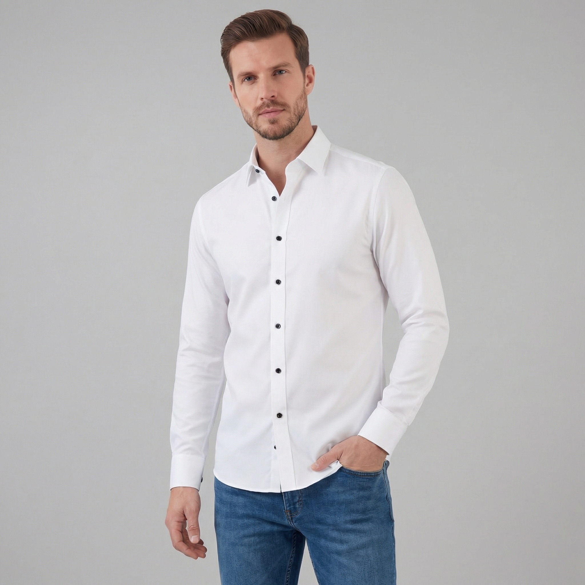 Herren Langarmhemd Für Business