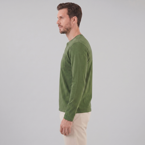Herren Vintage Langarm Henleyhemd