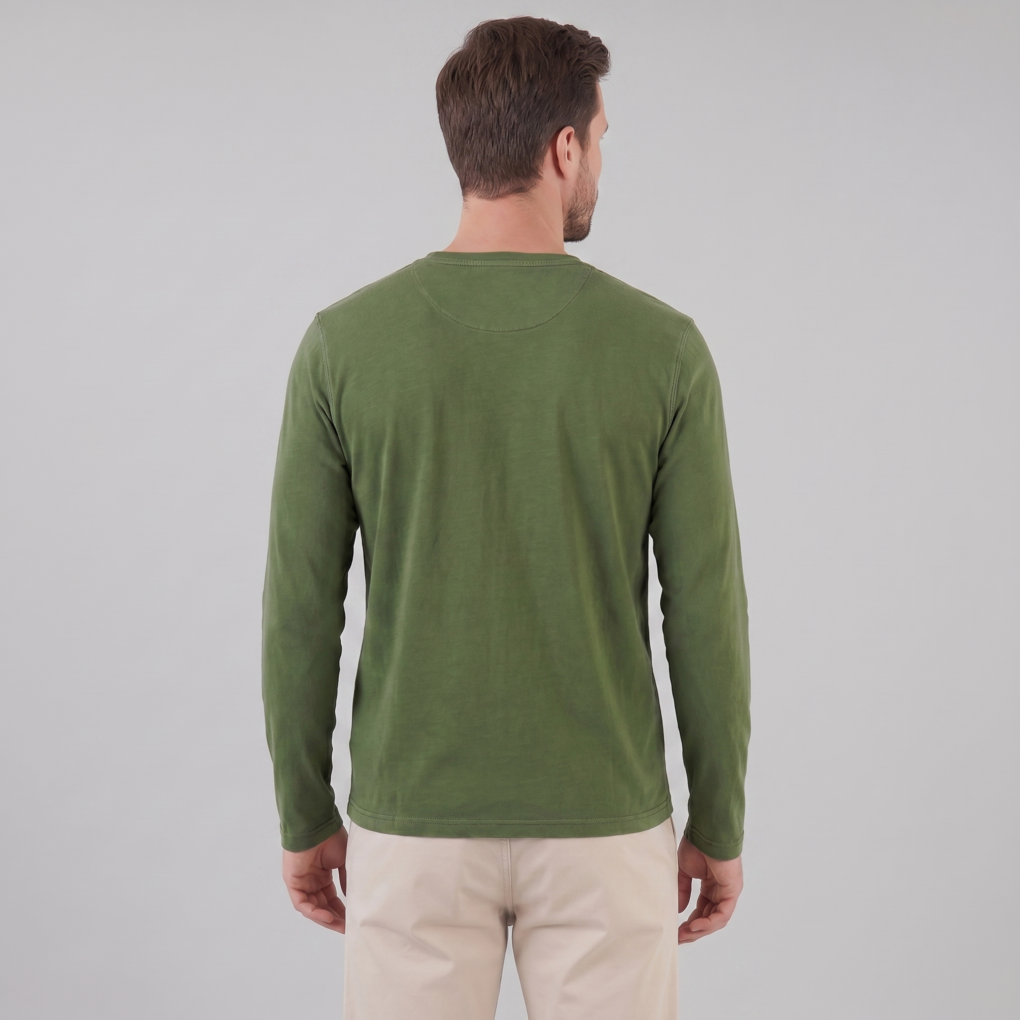 Herren Vintage Langarm Henleyhemd