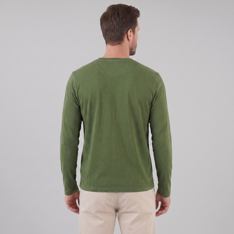 Herren Vintage Langarm Henleyhemd