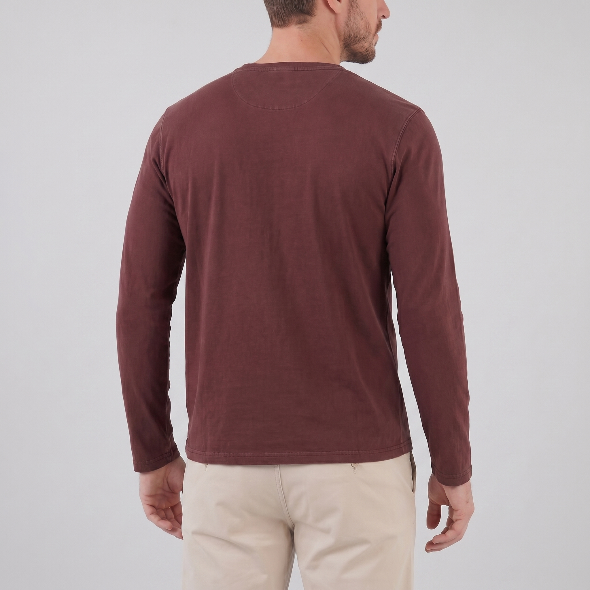 Herren Vintage Langarm Henleyhemd