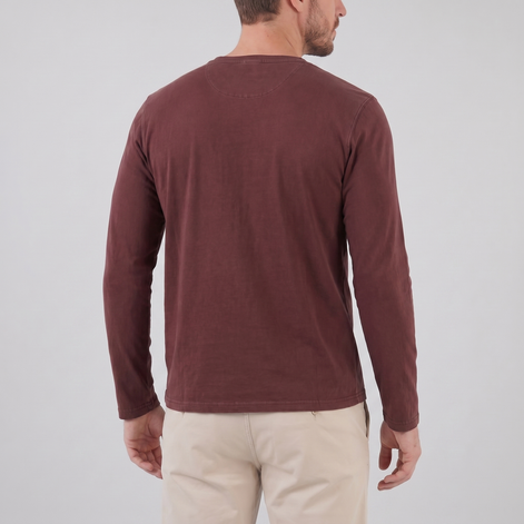 Herren Vintage Langarm Henleyhemd