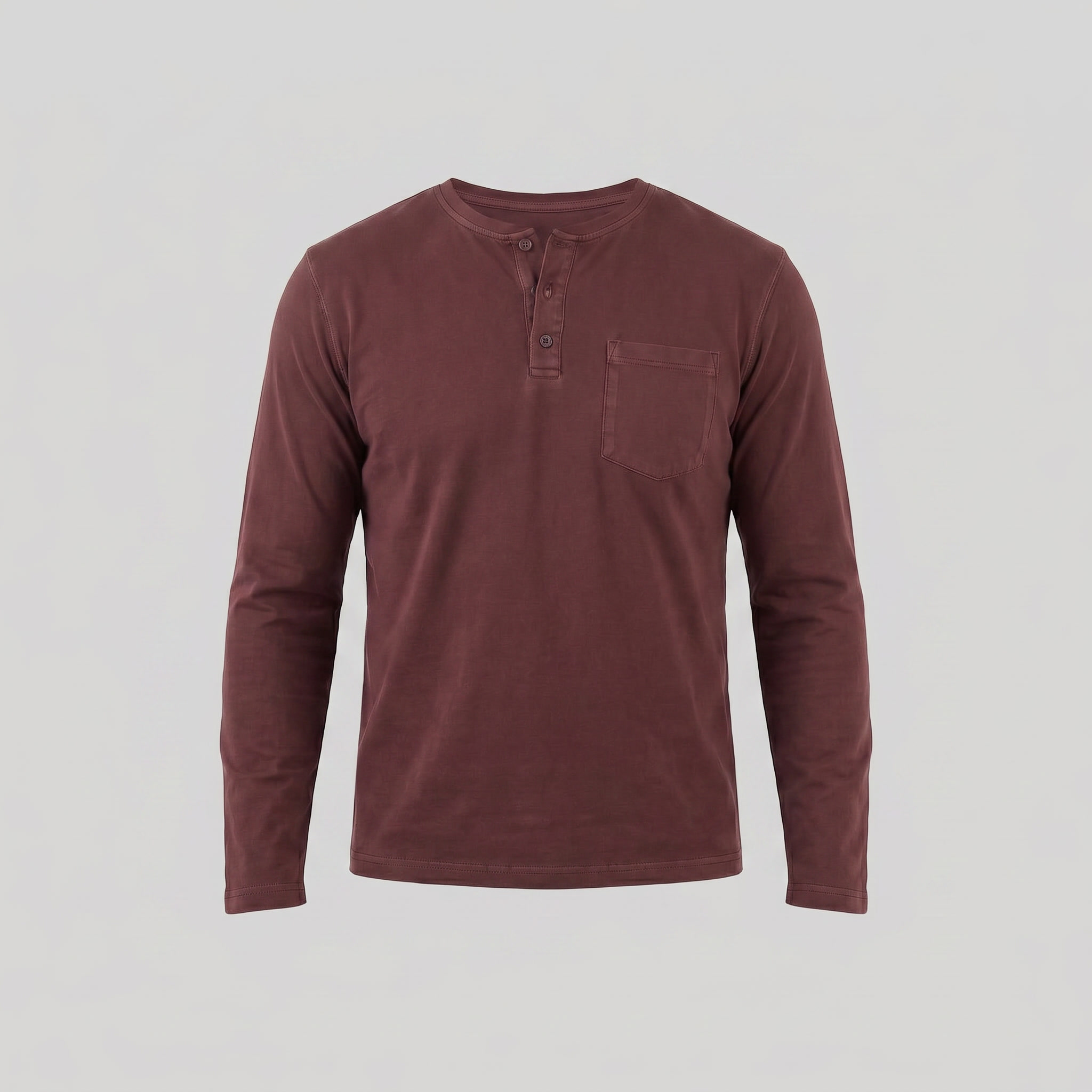 Herren Vintage Langarm Henleyhemd