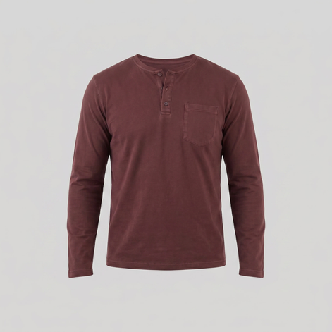 Herren Vintage Langarm Henleyhemd