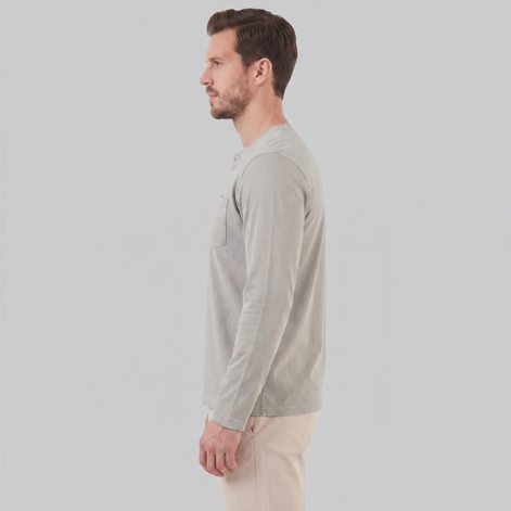 Herren Vintage Langarm Henleyhemd