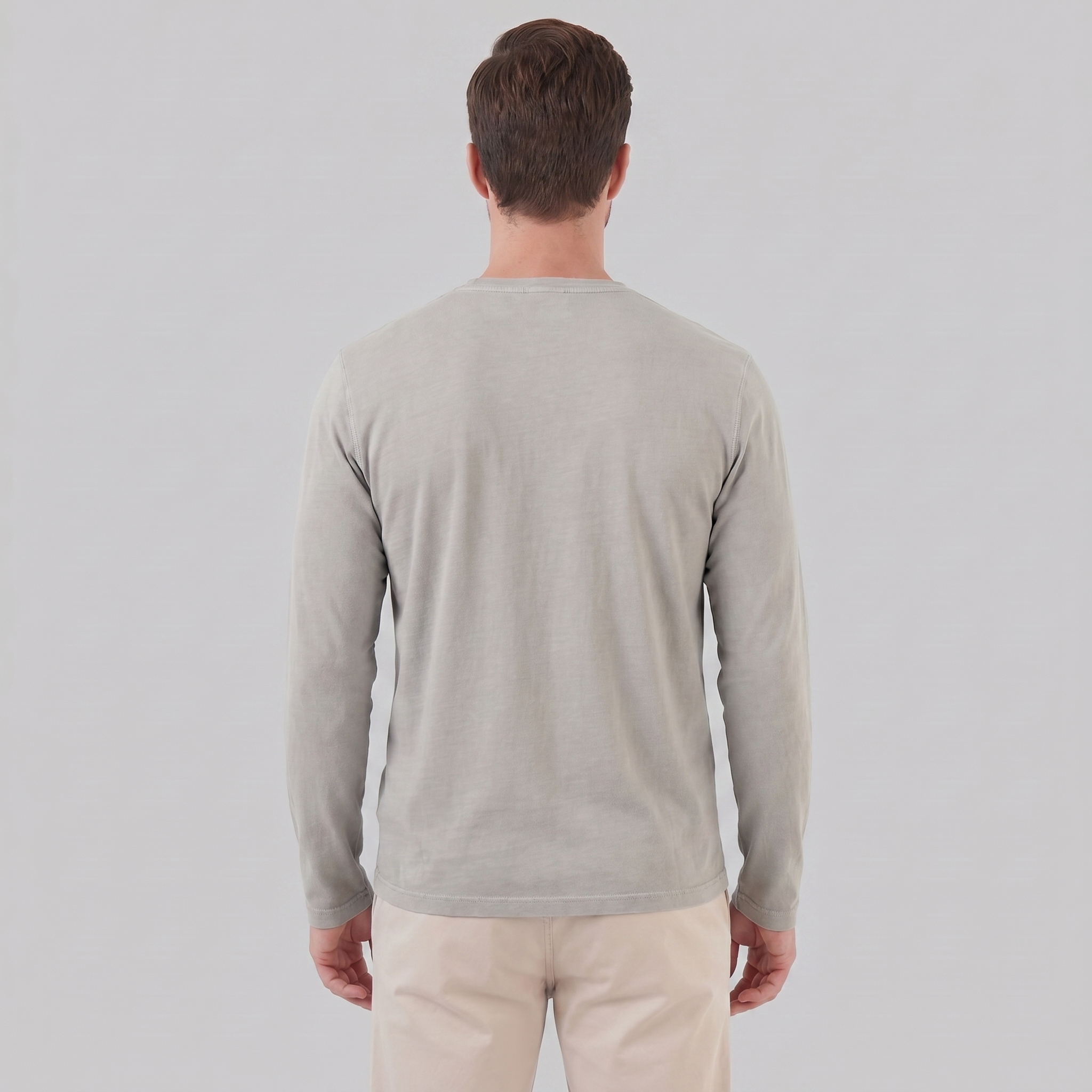 Herren Vintage Langarm Henleyhemd