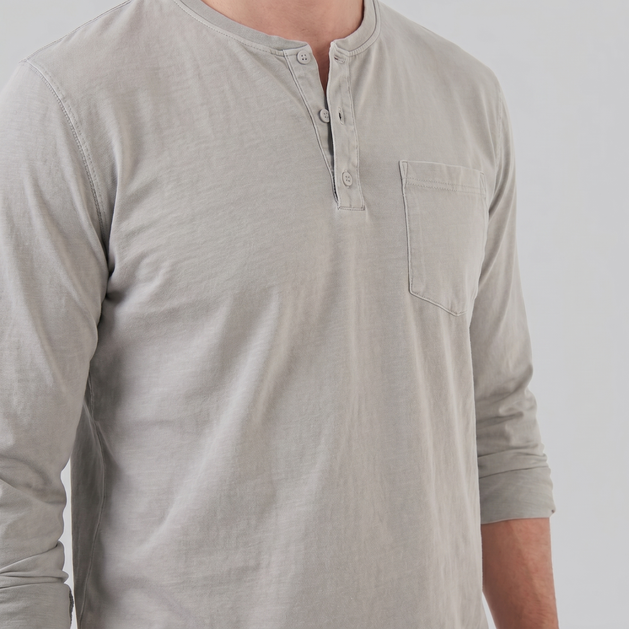 Herren Vintage Langarm Henleyhemd