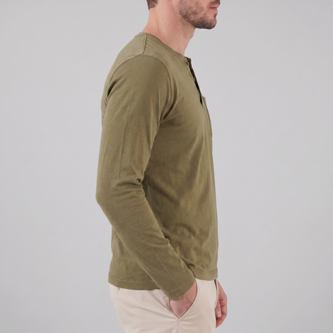 Herren Vintage Langarm Henleyhemd