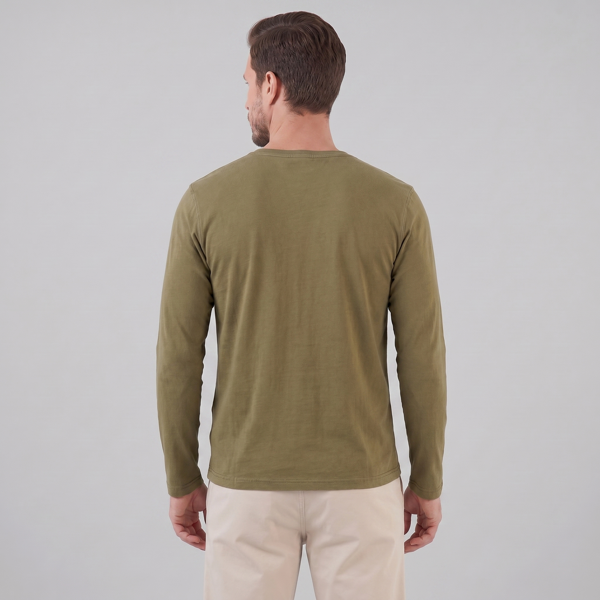 Herren Vintage Langarm Henleyhemd