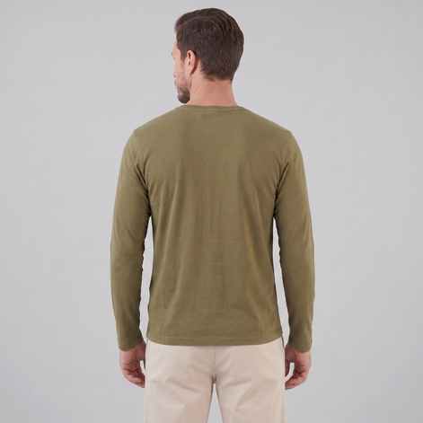 Herren Vintage Langarm Henleyhemd