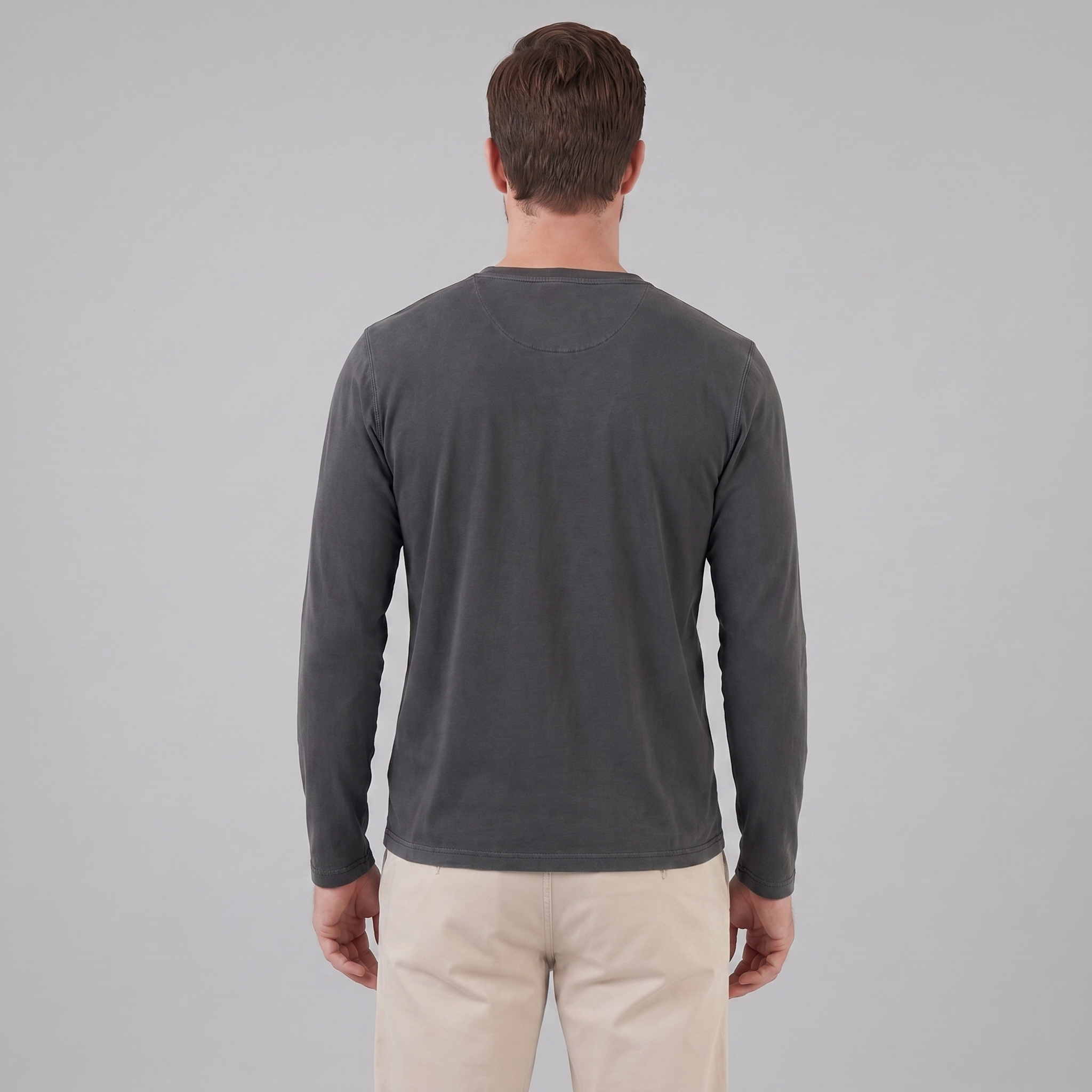 Herren Vintage Langarm Henleyhemd