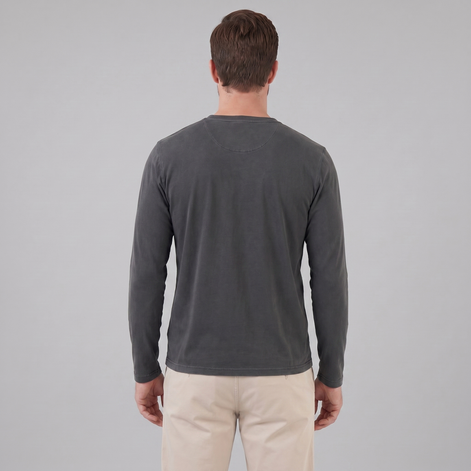 Herren Vintage Langarm Henleyhemd