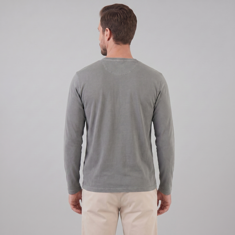 Herren Vintage Langarm Henleyhemd