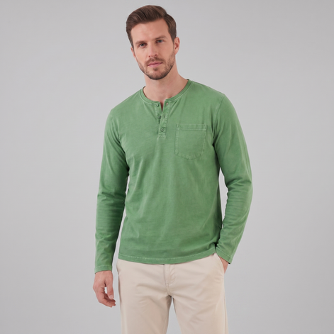 Herren Vintage Langarm Henleyhemd