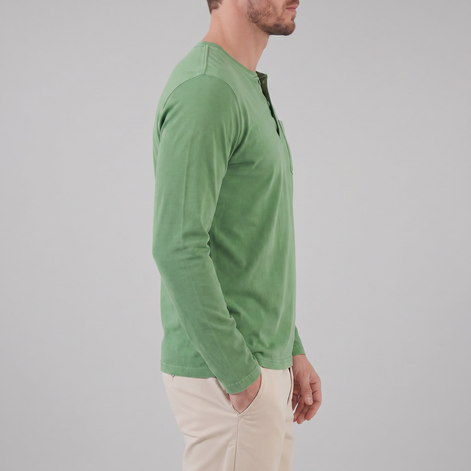 Herren Vintage Langarm Henleyhemd