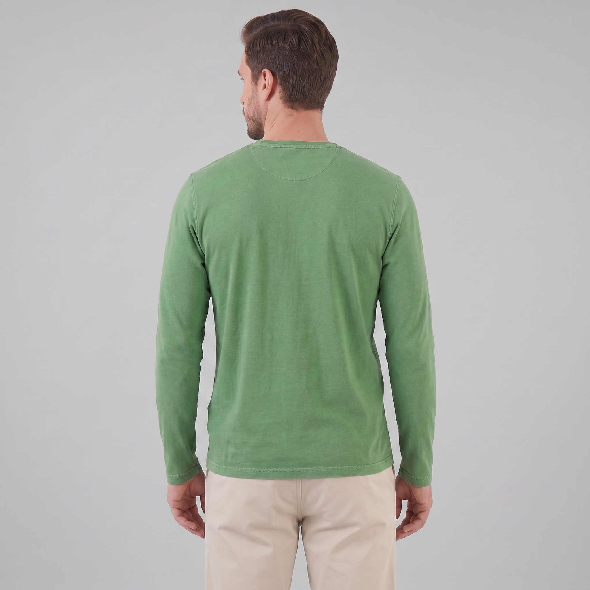 Herren Vintage Langarm Henleyhemd