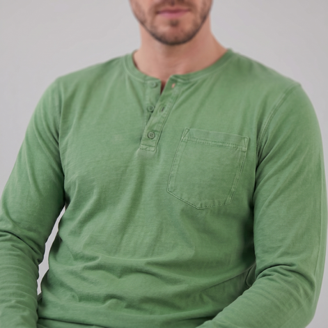 Herren Vintage Langarm Henleyhemd