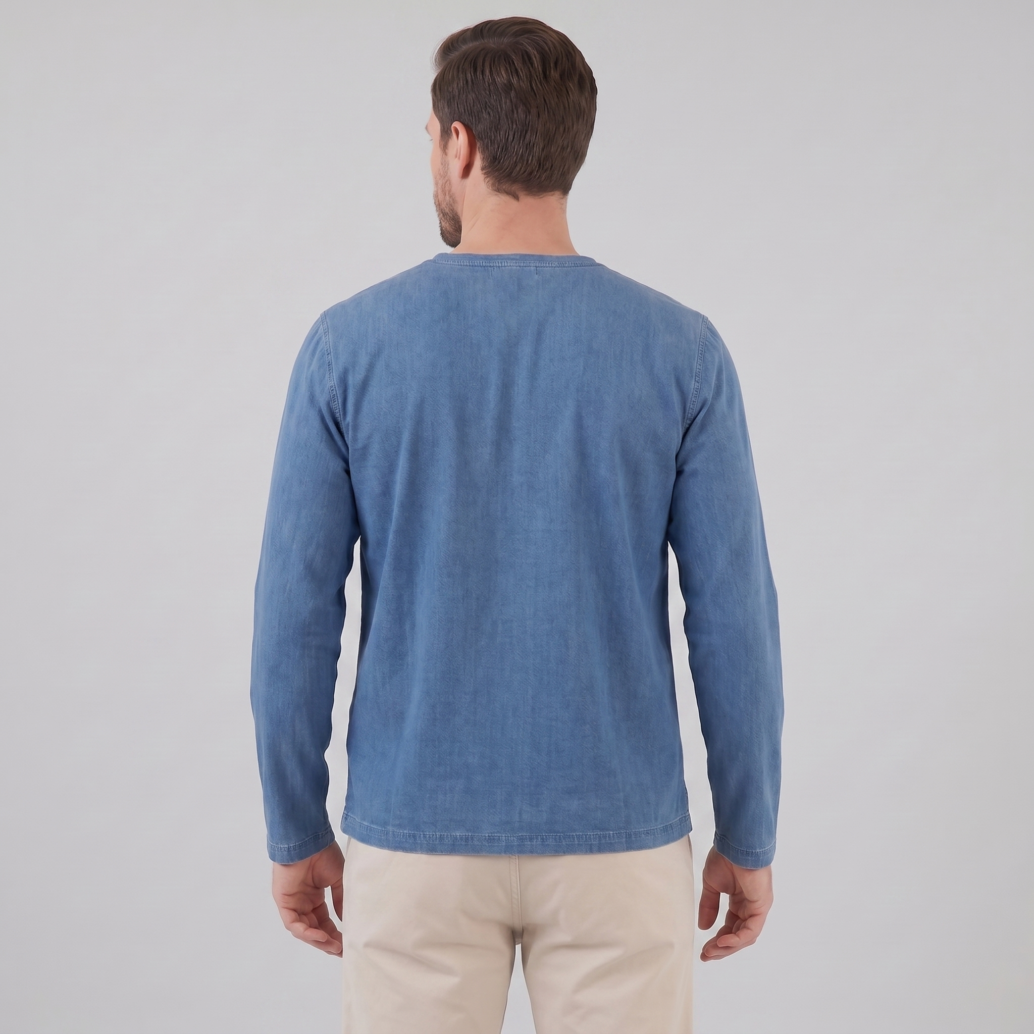 Herren Vintage Langarm Henleyhemd