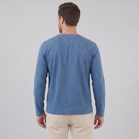 Herren Vintage Langarm Henleyhemd