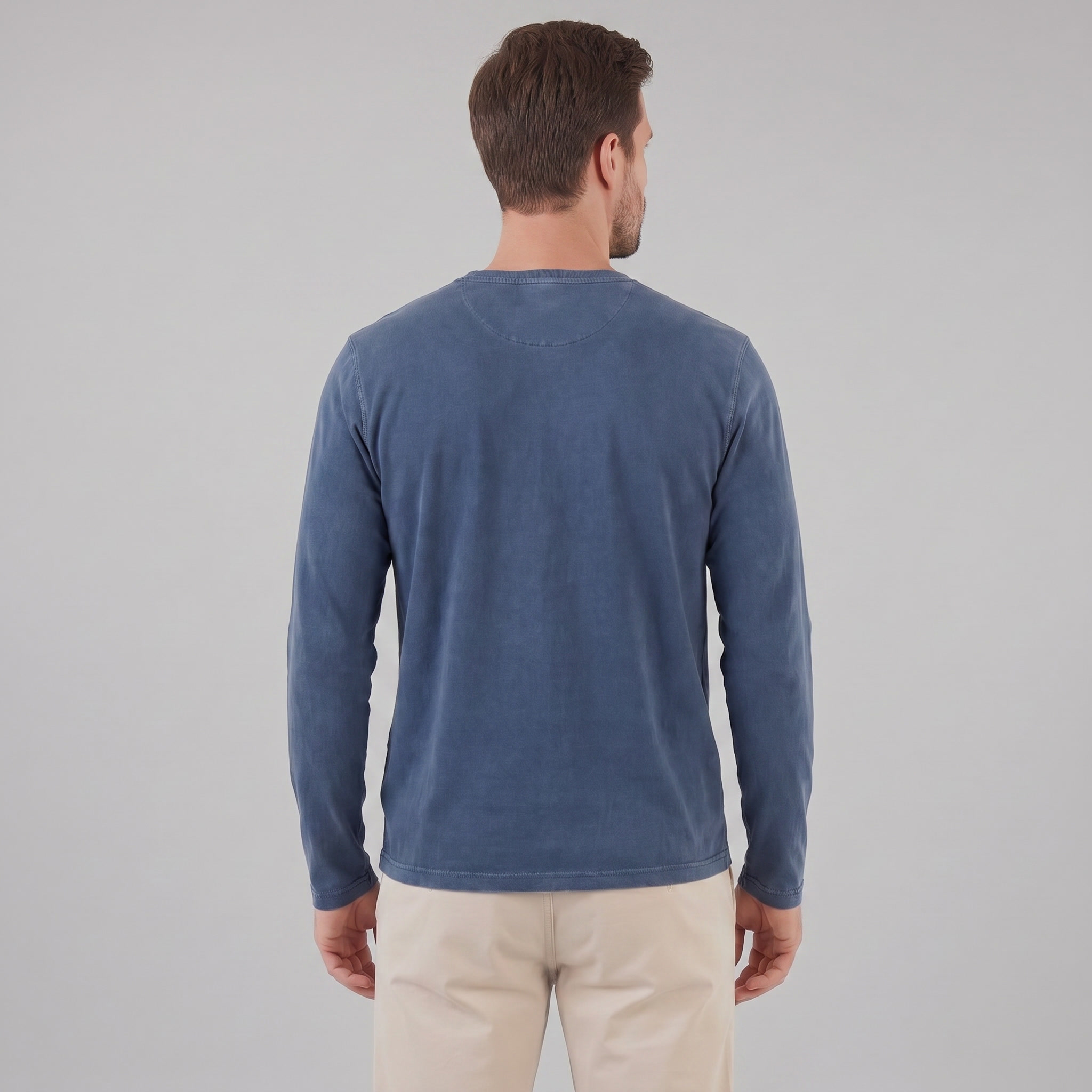 Herren Vintage Langarm Henleyhemd