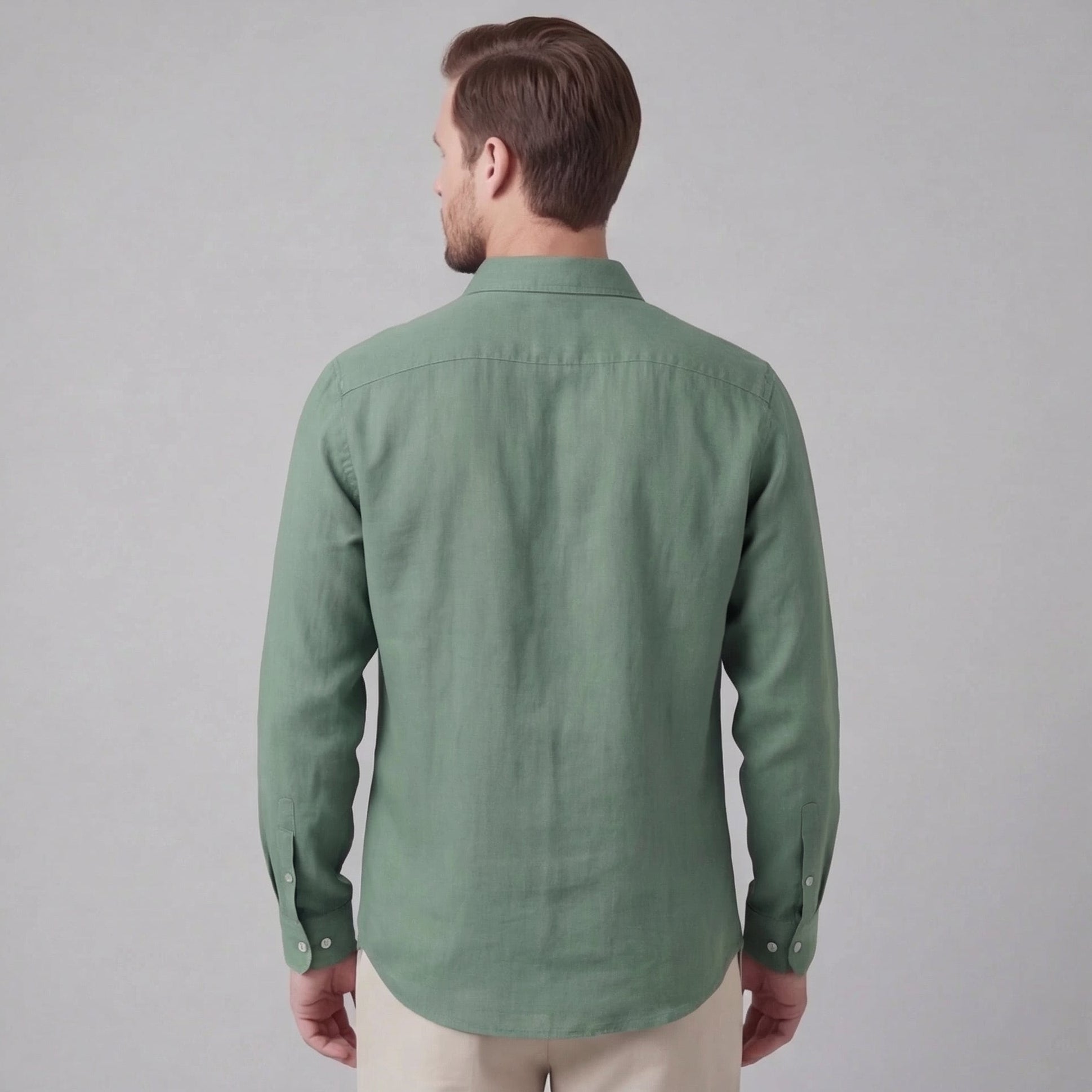 Herren Langarm Leinen Outfit Set