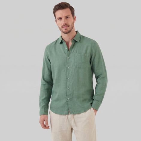 Herren Langarm Leinen Outfit Set