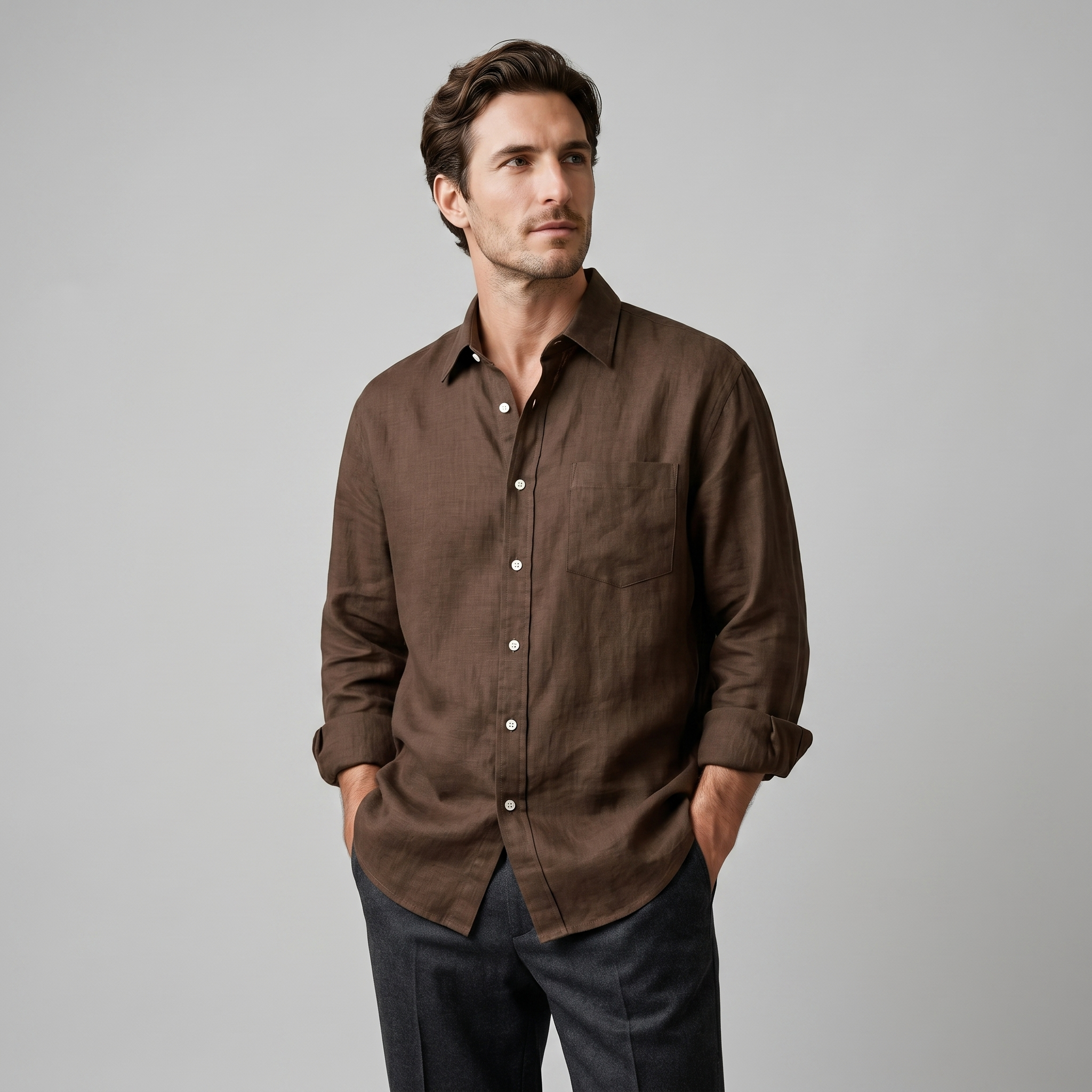Herren Oversize Langarmhemd
