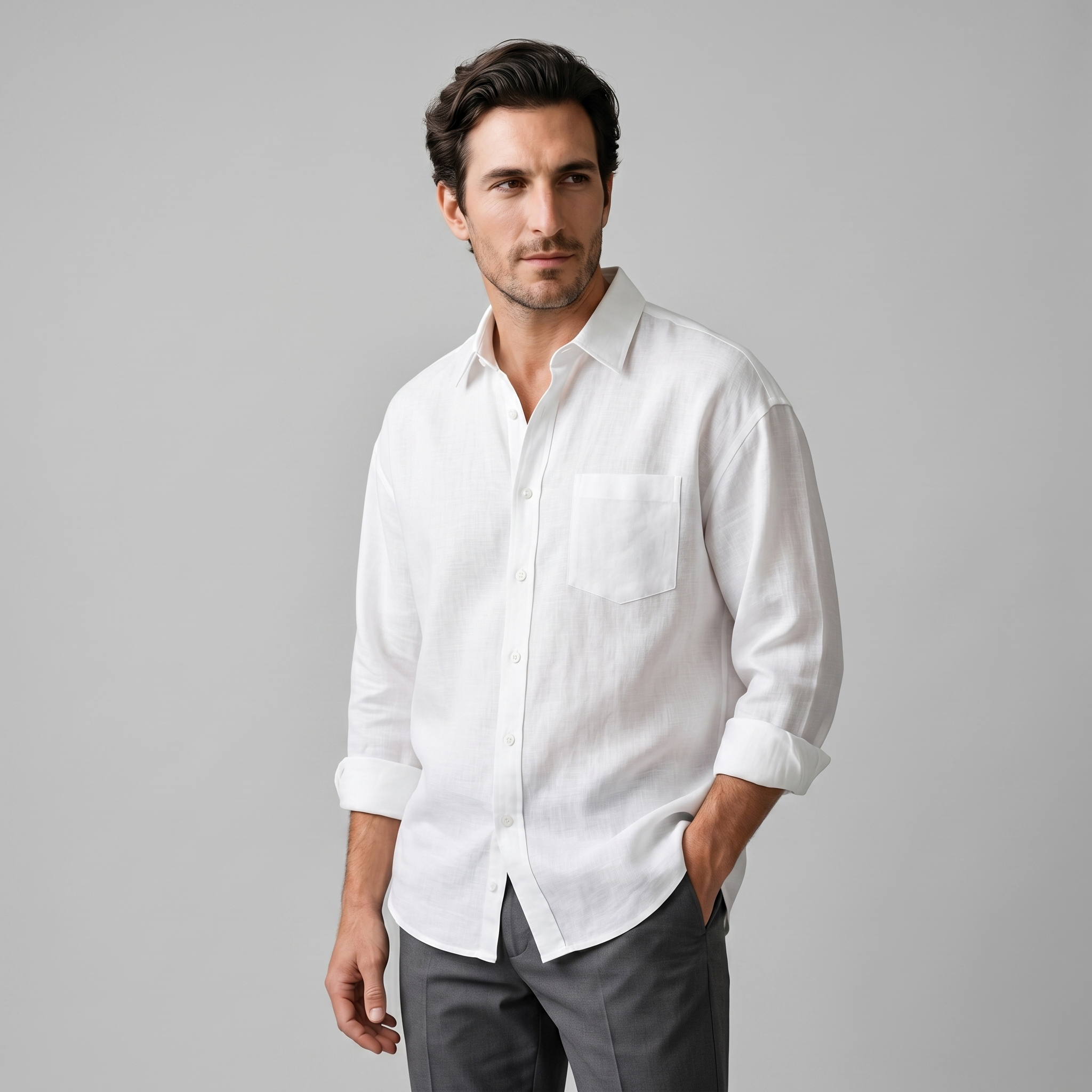 Herren Oversize Langarmhemd