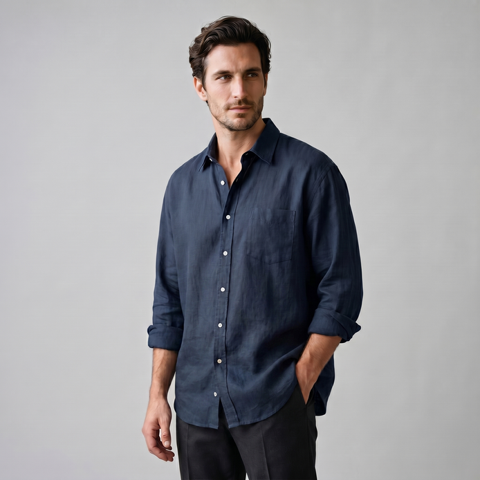 Herren Oversize Langarmhemd