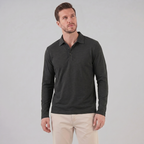 Herren Langarm Poloshirt