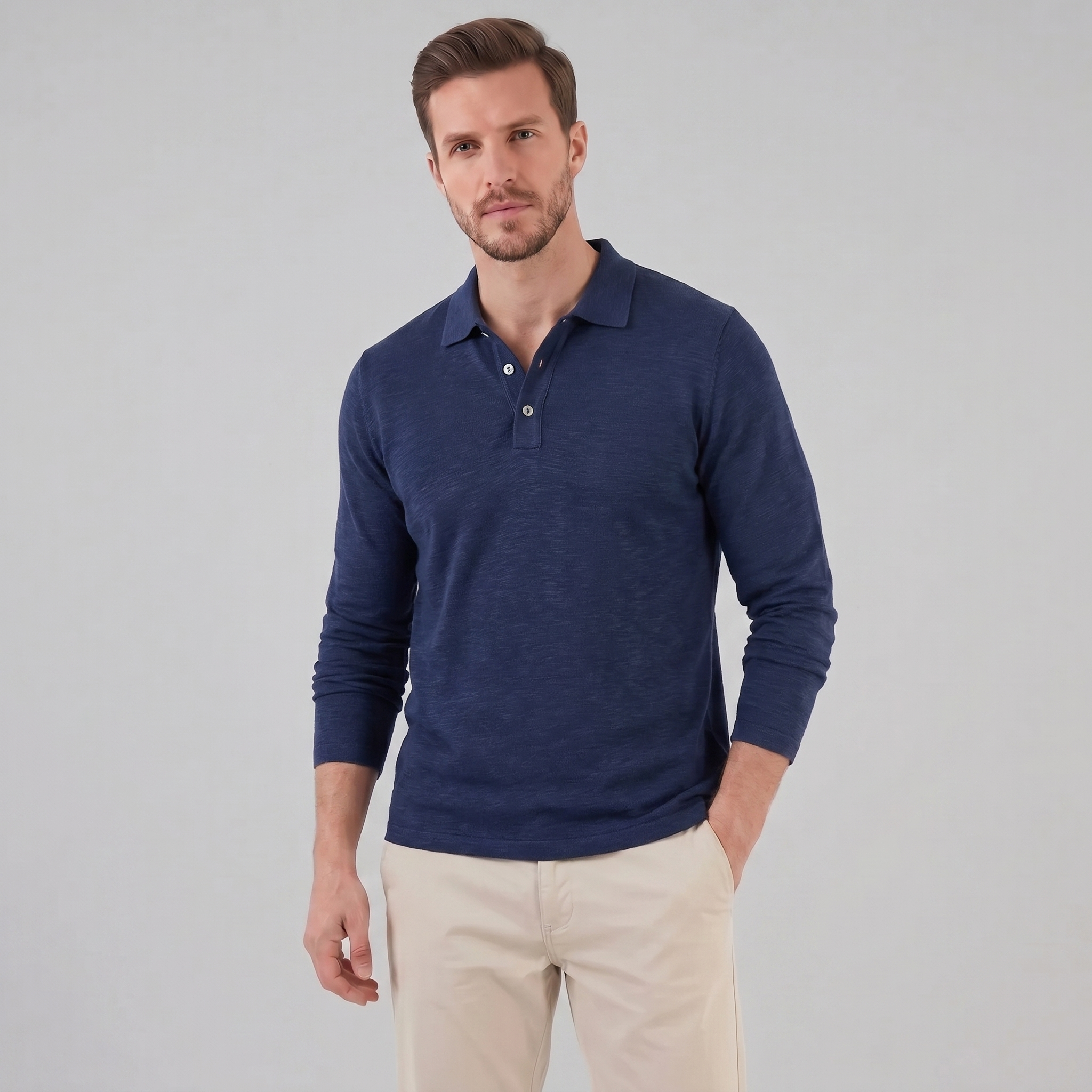 Herren Langarm Poloshirt