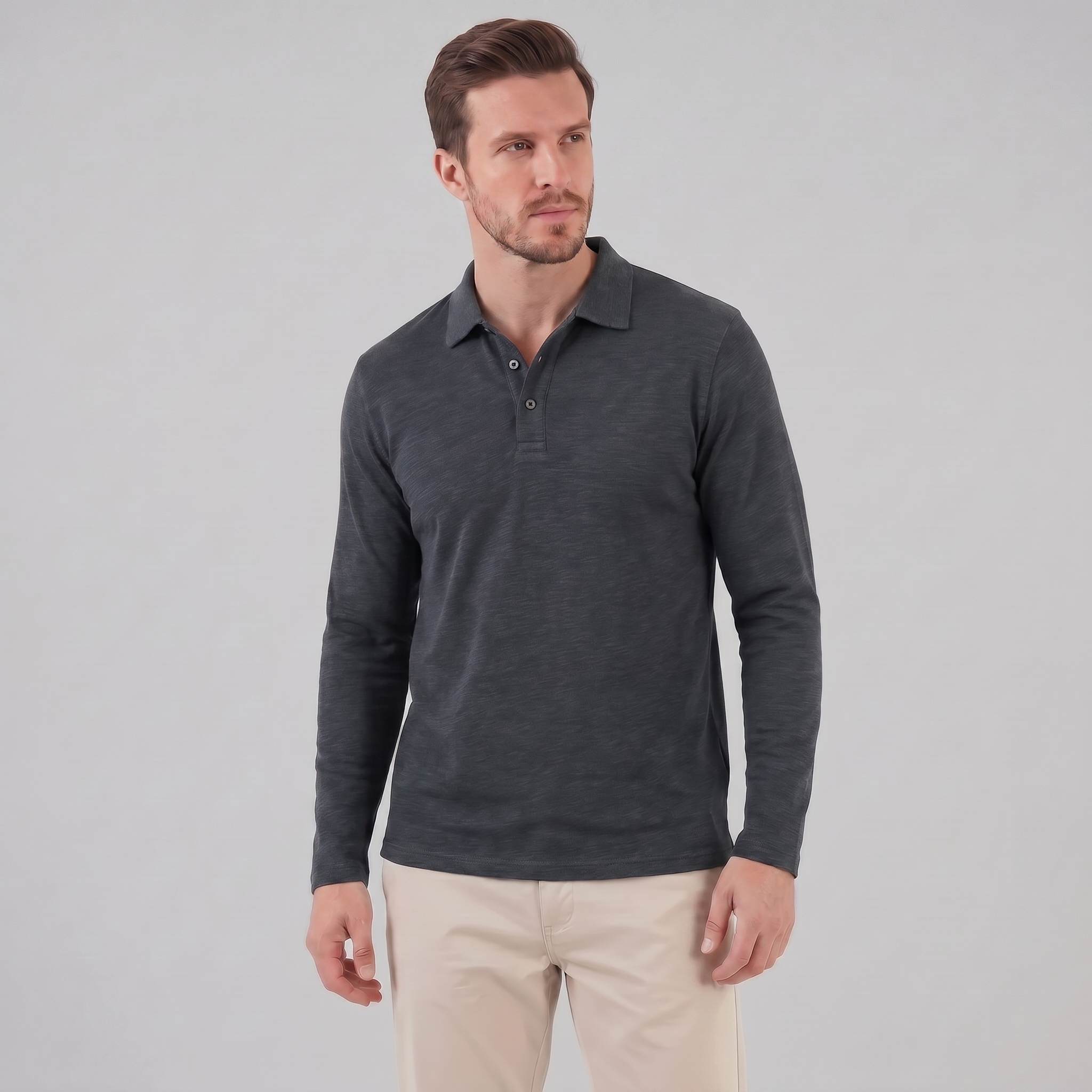 Herren Langarm Poloshirt
