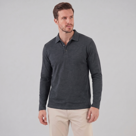Herren Langarm Poloshirt