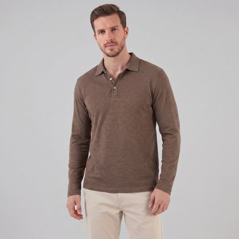 Herren Langarm Poloshirt