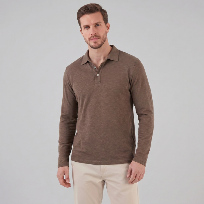 Herren Langarm Poloshirt