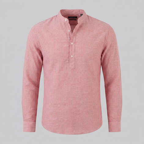 Herren Langarm Henley Shirt mit Streifen