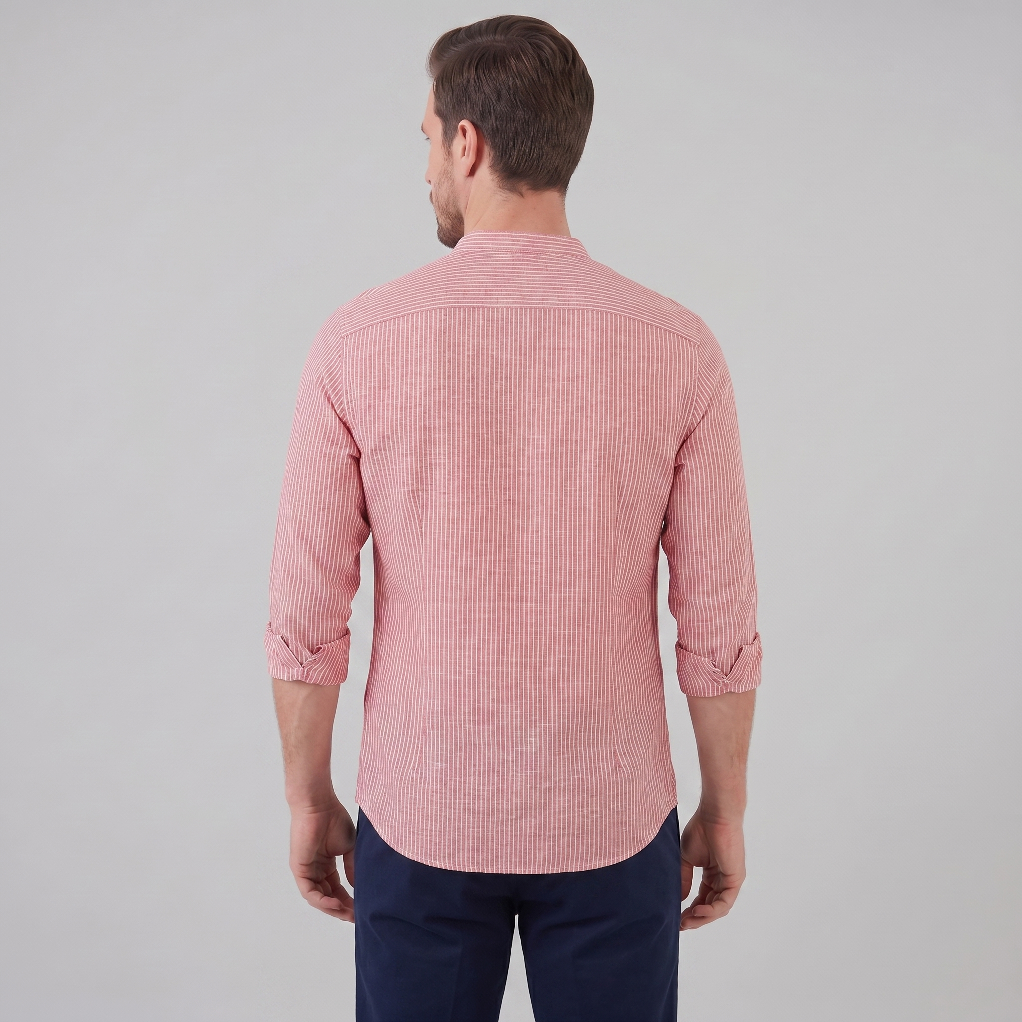 Herren Langarm Henley Shirt mit Streifen