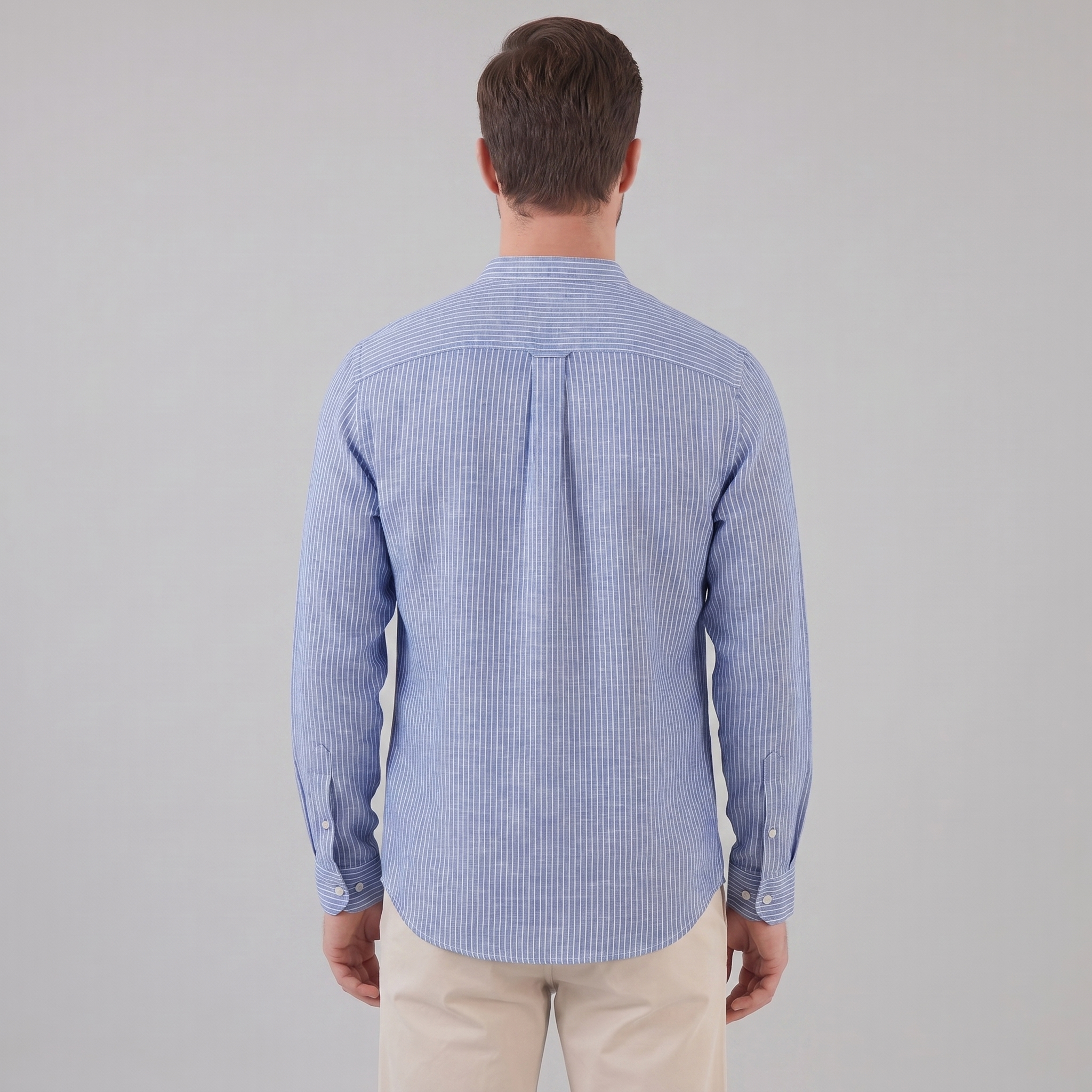 Herren Langarm Henley Shirt mit Streifen