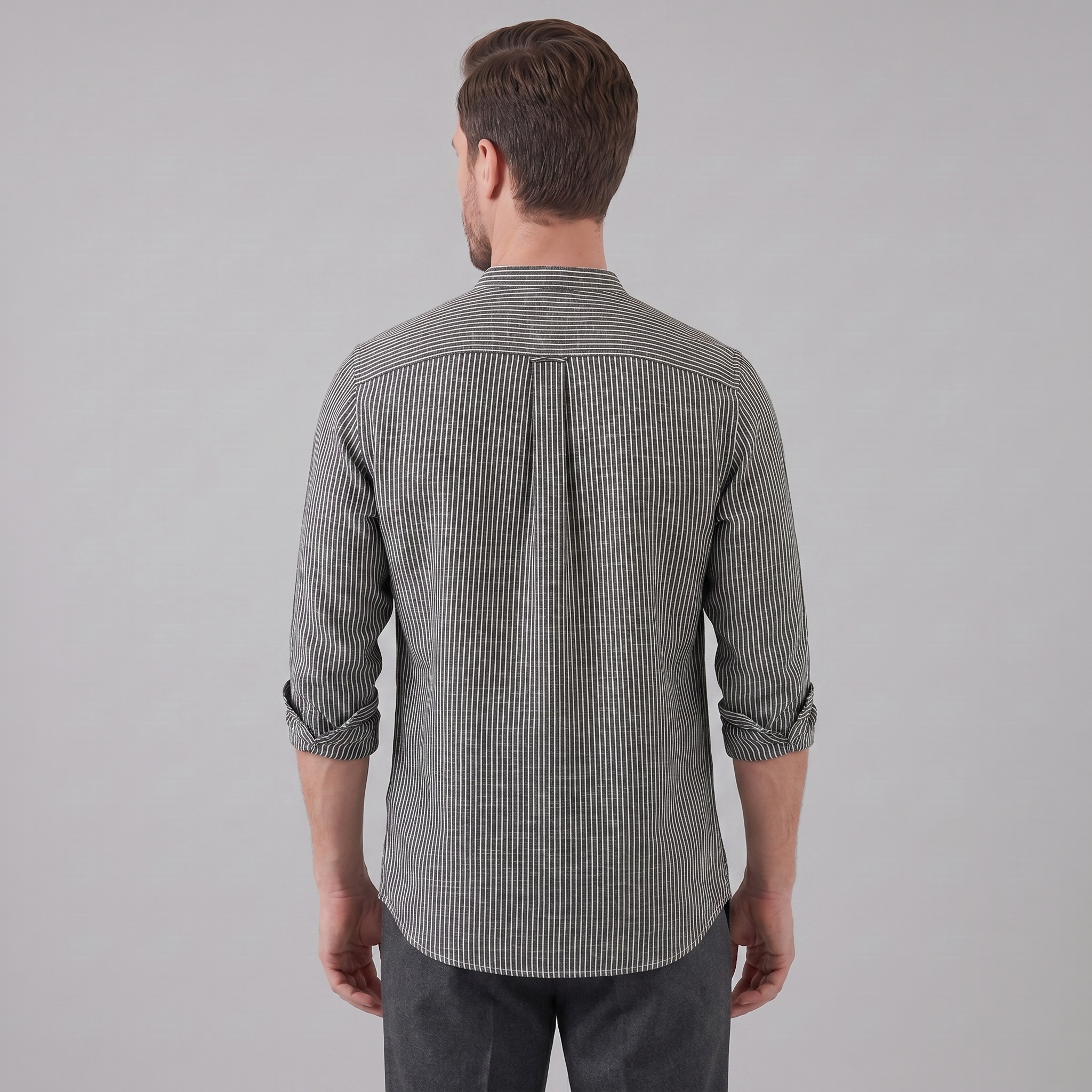 Herren Langarm Henley Shirt mit Streifen