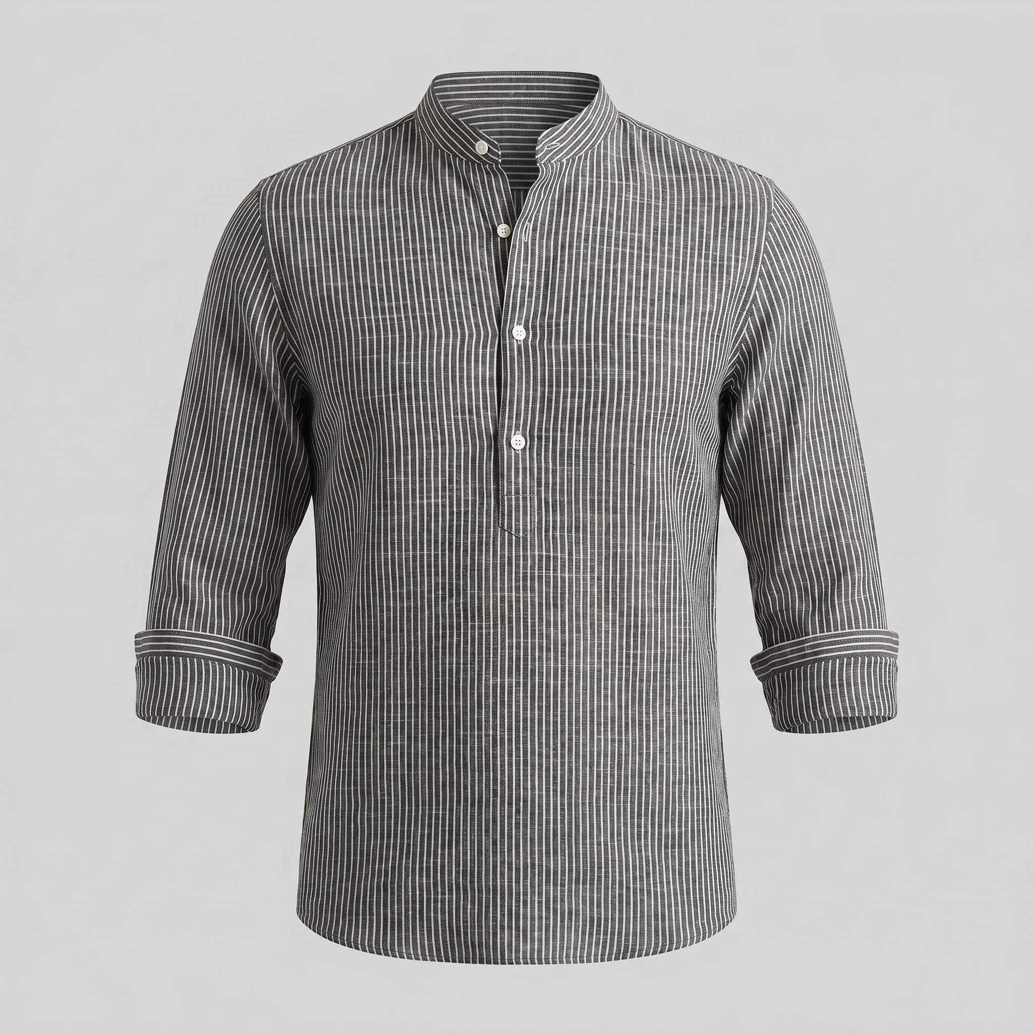 Herren Langarm Henley Shirt mit Streifen