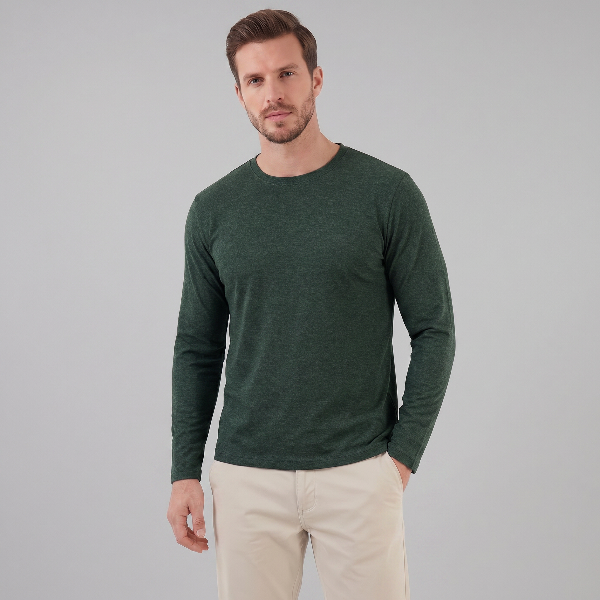 Herren Langarm Rundhals Pullover