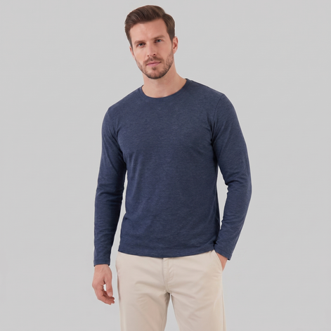 Herren Langarm Rundhals Pullover