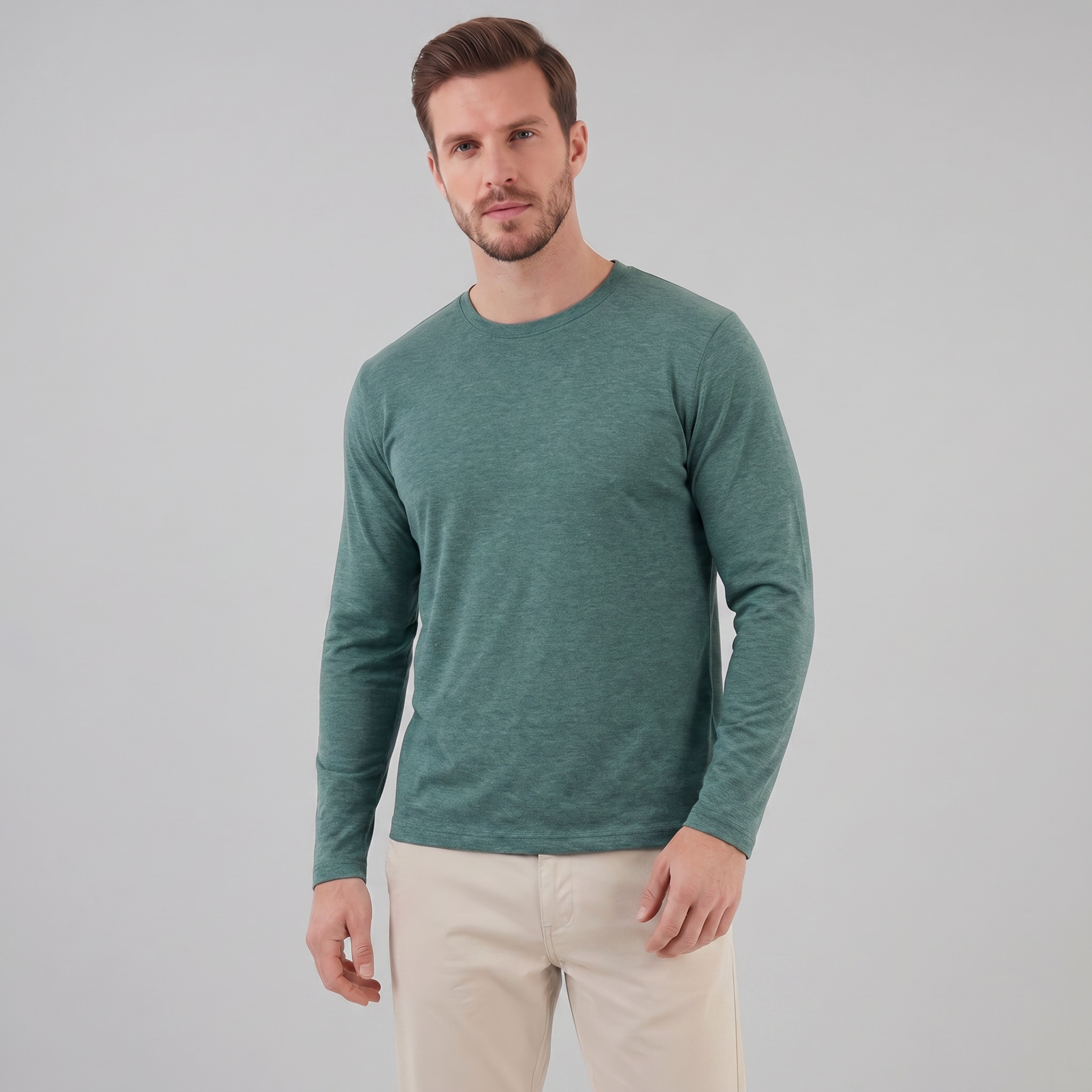 Herren Langarm Rundhals Pullover