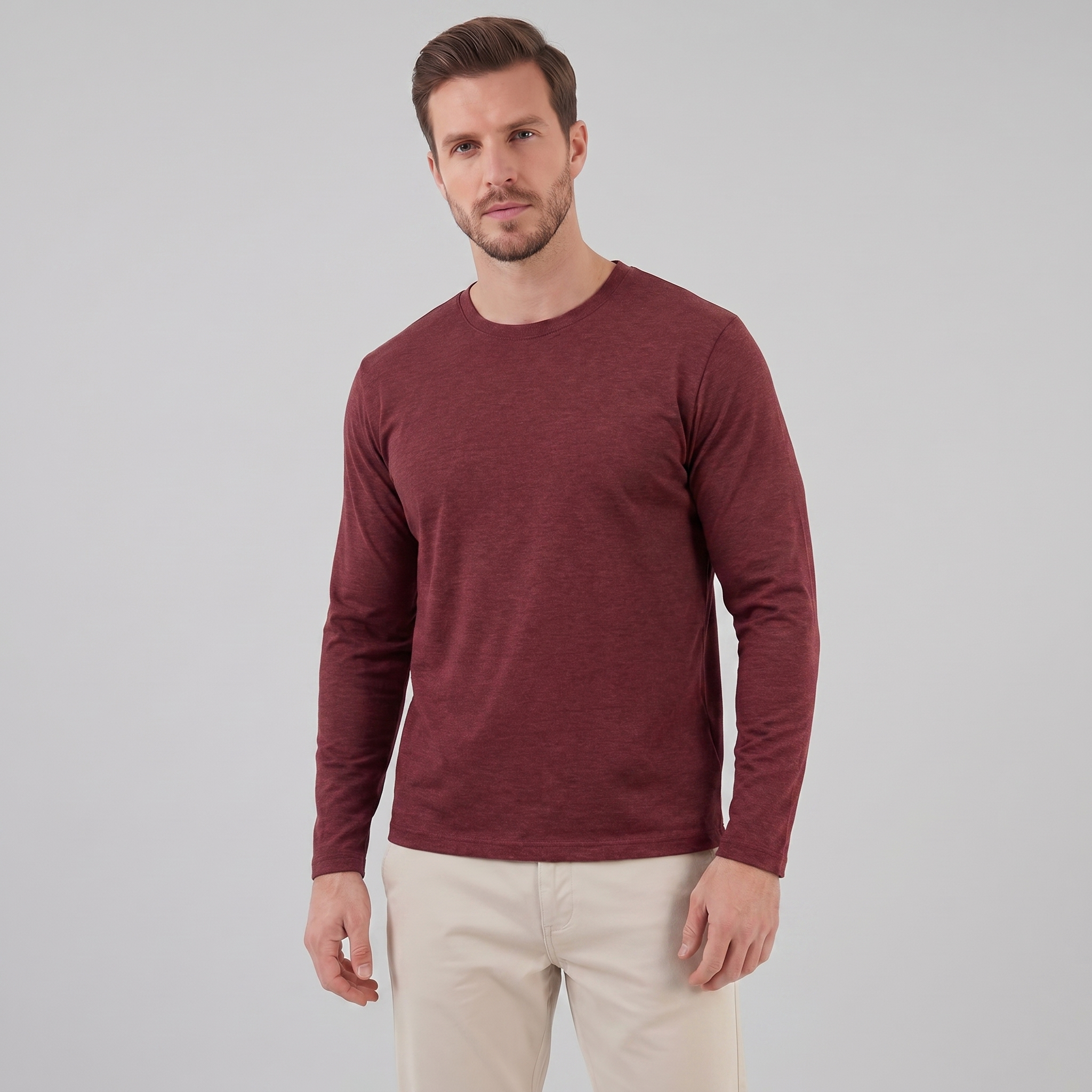 Herren Langarm Rundhals Pullover