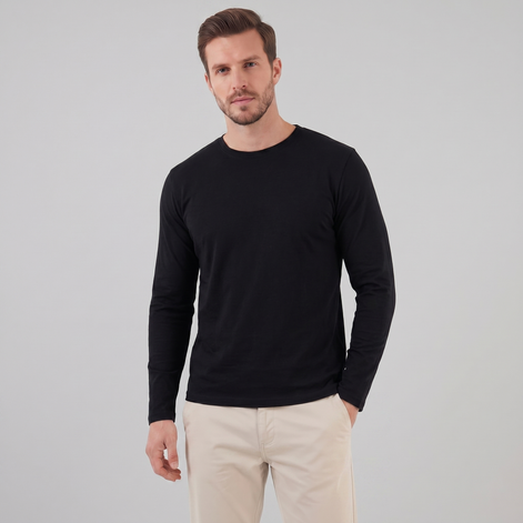 Herren Langarm Rundhals Pullover